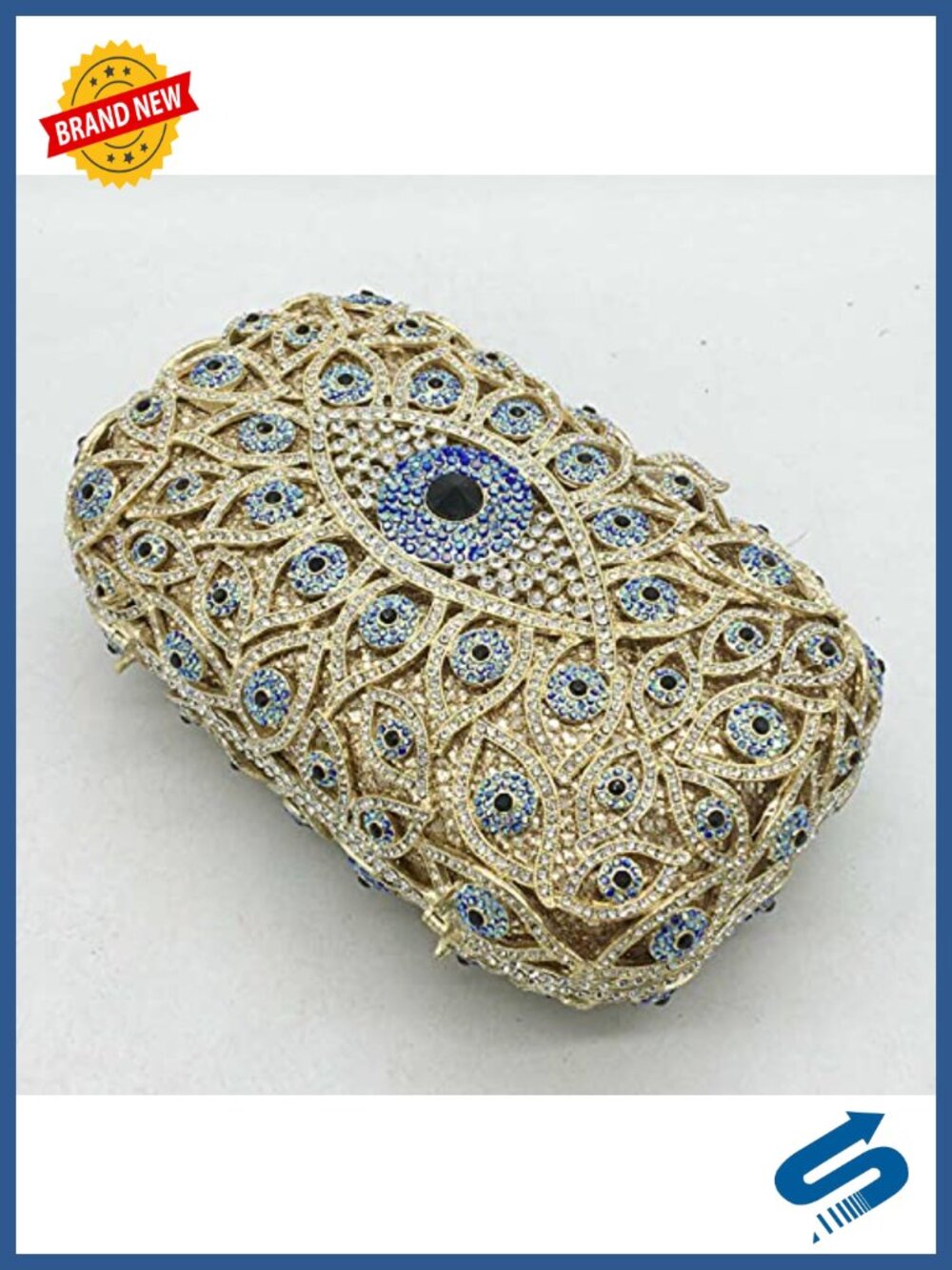 Rhinestone Crystal Evening Clutch Bag Formal Magnetic Closure - Picture 4 of 6